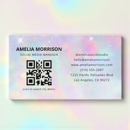 Opal Glitter QR Code Minimalist Professional Visitekaartje