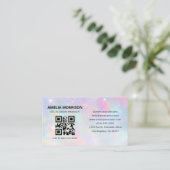 Opal Glitter QR Code Minimalistisch Professioneel Visitekaartje (Staand voorkant)