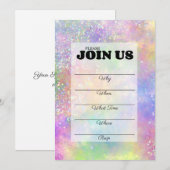 Opal Glitter Regenboog Handgeschreven Kaart (Voorkant / Achterkant)