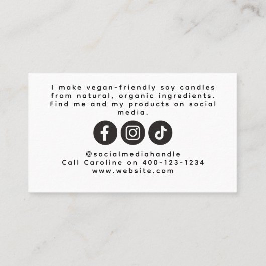 Opal Glitter Script Candle Maker Visitekaartje Contactkaartje (Achterkant)