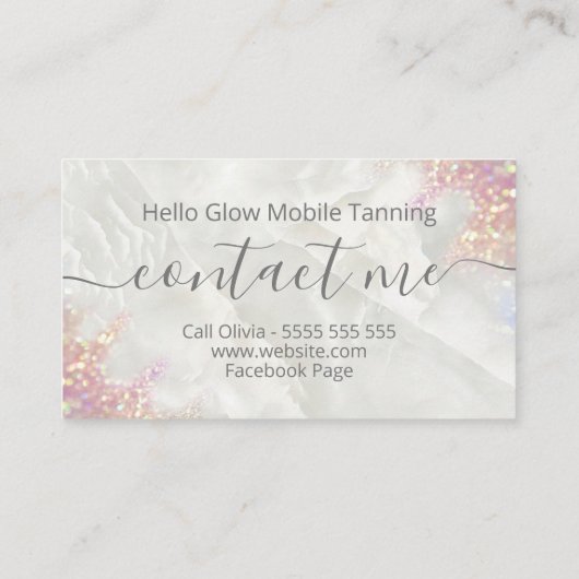 Opal Glitter Spray Tanning Service Visitekaartje (Achterkant)