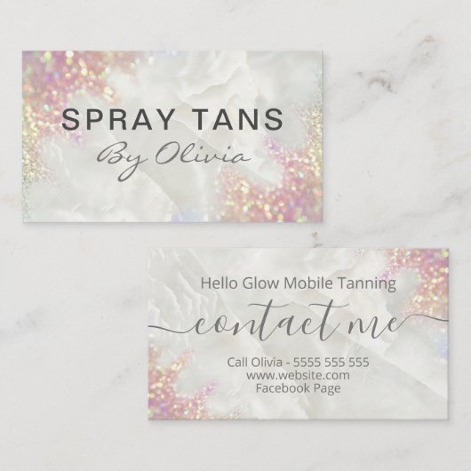 Opal Glitter Spray Tanning Service Visitekaartje (Voorkant / Achterkant)