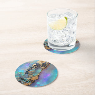 Opal Gold Gem Pattern Ronde Kartonnen Onderzetter