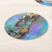 Opal Gold Gem Pattern Ronde Kartonnen Onderzetter (Gebogen)