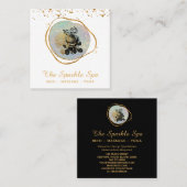 *~* Opal Gold Glitter Lijst Floral Roos Vierkante Visitekaartje (Voorkant / Achterkant)