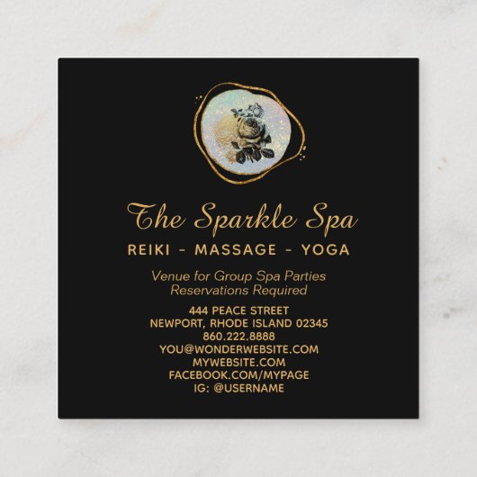 *~* Opal Gold Glitter Lijst Floral Roos Vierkante Visitekaartje (Achterkant)