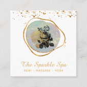 *~* Opal Gold Glitter Lijst Floral Roos Vierkante Visitekaartje (Voorkant)