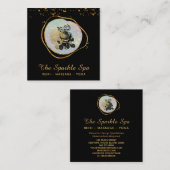 *~* Opal Gold Glitter Lijst Floral Vierkante Visitekaartje (Voorkant / Achterkant)