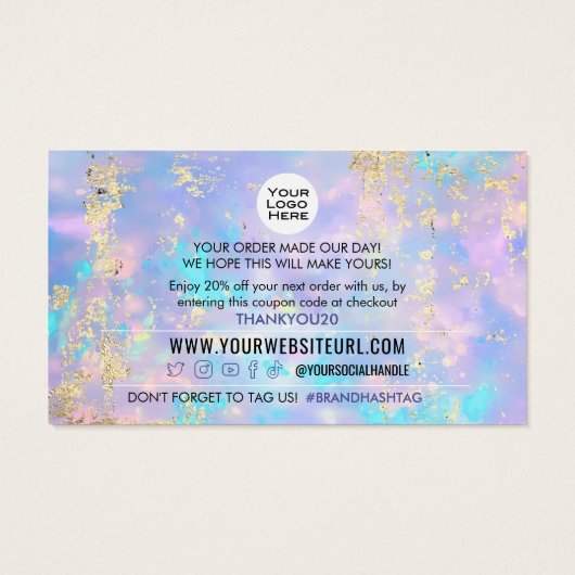 Opal Gold-klant - coupon code invoegen Visitekaartje (Achterkant)