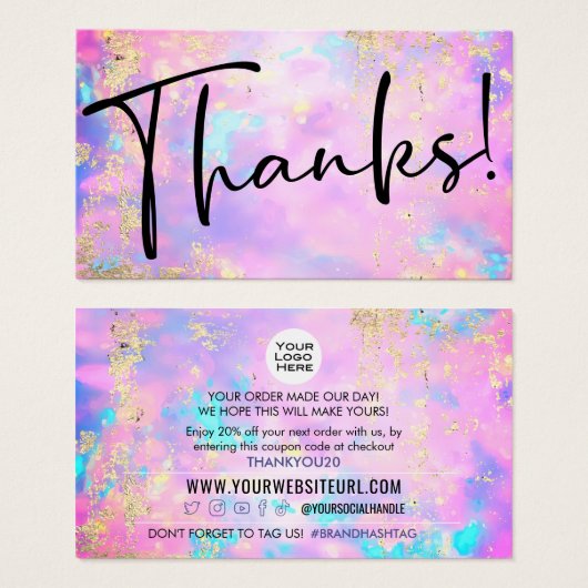 Opal Gold-klant - coupon code invoegen Visitekaartje (Voorkant /achterkant)