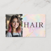 Opal Goud Glitter Haarstylist Foto QR Code Visitekaartje (Voorkant)