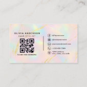 Opal Goud Glitter QR Code Haarstylist Modern Visitekaartje (Achterkant)