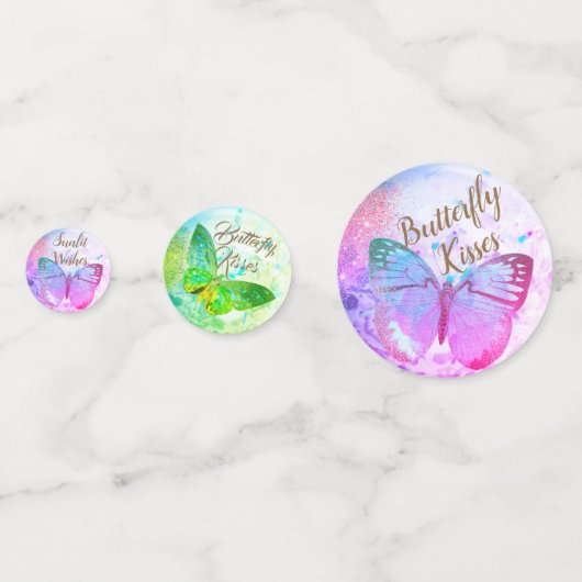 Opal Gouden Regenboog Glanzende Vlinders Confetti (Voorkanten)