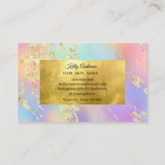 Opal goudtexturen marmer visitekaartje (Achterkant)
