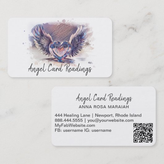 *~* Opal Hart Engel Vleugels AP78 Sterke Lijnen QR Visitekaartje (Voorkant / Achterkant)