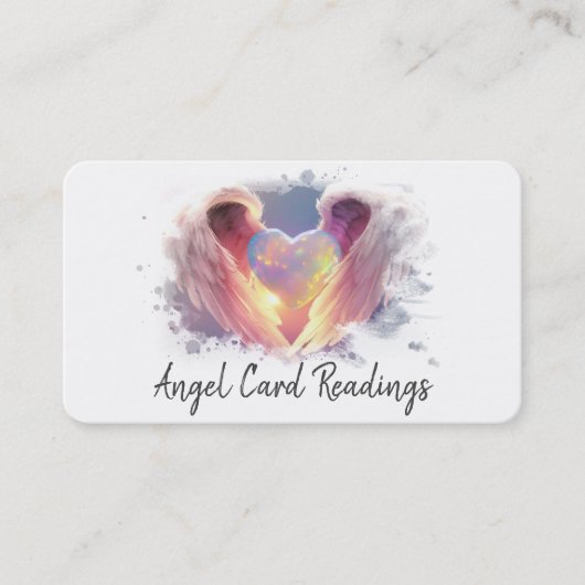 *~* Opal Heart Angel Wings AP78 Blue QR Visitekaartje (Voorkant)