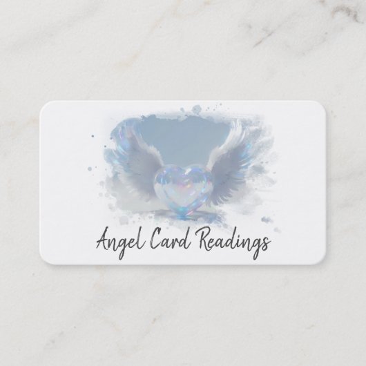 *~* Opal Heart Angel Wings AP78 SOFT BLUE QR Visitekaartje (Voorkant)