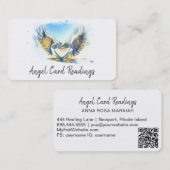 *~* Opal Heart Gold Angel Wings AP78 QR Sky Blue Visitekaartje (Voorkant / Achterkant)