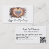 *~* Opal Heart Gold QR Angel Wings AP78 WHITE Visitekaartje (Voorkant / Achterkant)