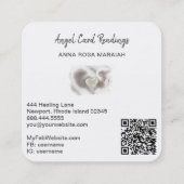 *~* Opal Heart QR Angel Wings AP78 Wit Delicaat Vierkante Visitekaartje (Achterkant)