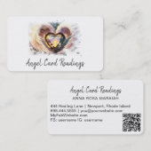 *~* Opal Heart White Gold Angel Wings AP78 QR Visitekaartje (Voorkant / Achterkant)