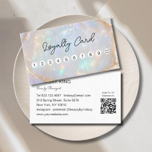 Opal Holografische Marmer QR Code 10 Loyalty Card Afsprakenkaartje