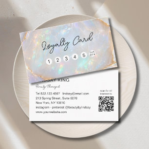 Opal Holografische Marmer QR Code 5 Loyalty Card Afsprakenkaartje