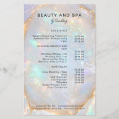 Opal Holografische Marmeren Salon QR Code Prijslij Flyer (Voorkant)