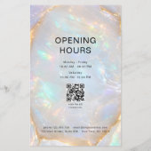 Opal Holografische Marmeren Salon QR Code Prijslij Flyer (Achterkant)