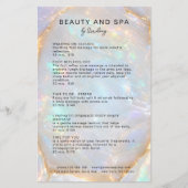 Opal Holografische Marmeren Salon QR Code Prijslij Flyer (Voorkant)