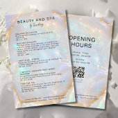 Opal Holografische Marmeren Salon QR Code Prijslij Flyer