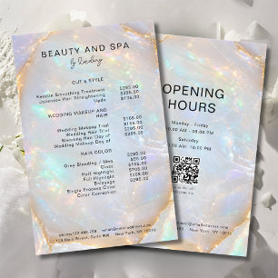 Opal Holografische Marmeren Salon QR Code Prijslij Flyer
