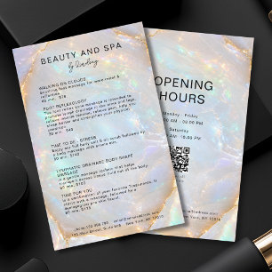 Opal Holografische Marmeren Salon QR Code Prijslij Flyer