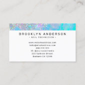 Opal Holographic Glitter Script Nail Artist Visitekaartje (Achterkant)