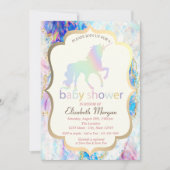 Opal Holographic Unicorn Baby shower Kaart (Voorkant)
