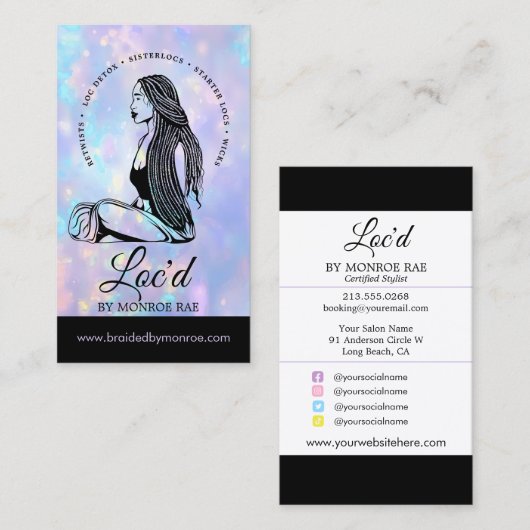 Opal Loctitian & Stylist Locs Beauty Salon Visitekaartje (Voorkant / Achterkant)
