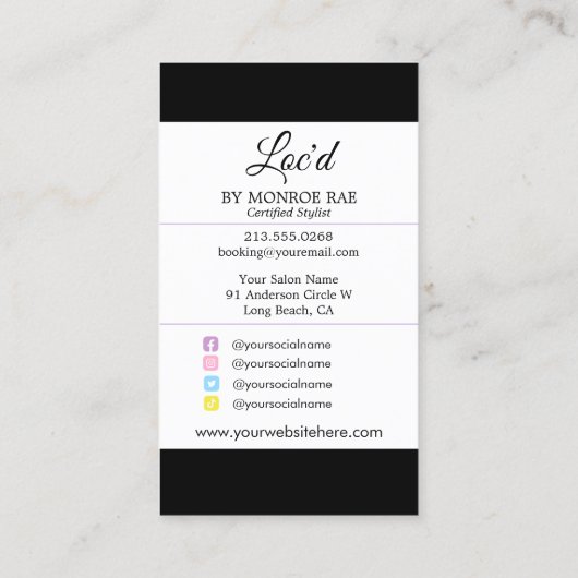 Opal Loctitian & Stylist Locs Beauty Salon Visitekaartje (Achterkant)