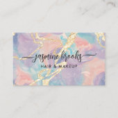 Opal Marble Pastel Gold Glitter Visitekaartje (Voorkant)