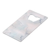 Opal Marble White Blue Stone Black Creditkaart Flessenopener (Voorkant Gekanteld)
