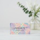 Opal Marmer Pastel Goud Glitters Visitekaartje (Staand voorkant)