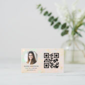Opal Moderne Minimalistische Foto met QR-code Visitekaartje (Staand voorkant)