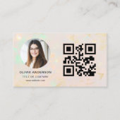 Opal Moderne Minimalistische Foto met QR-code Visitekaartje (Voorkant)