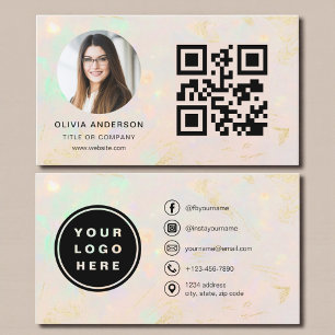 Opal Moderne Minimalistische Foto met QR-code Visitekaartje