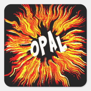 Opal Name Star on Fire Vierkante Sticker