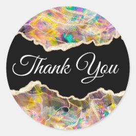 Opal Ontwerp op Zwart Dank u Ronde Sticker