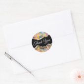 Opal Ontwerp op Zwart Dank u Ronde Sticker (Envelop)
