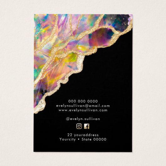 Opal ontwerp op zwart ketting display kaart (Achterkant)