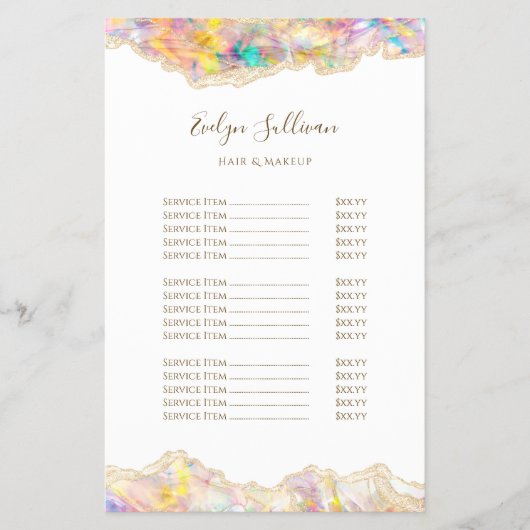 Opal ontwerp prijslijst flyer (Voorkant)