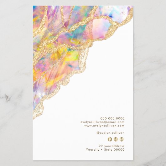 Opal ontwerp prijslijst flyer (Achterkant)