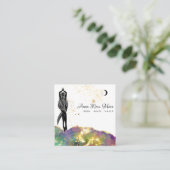 *~* Opal Opal Crystal Gold Glitter QR Godin Vierkante Visitekaartje (Staand voorkant)